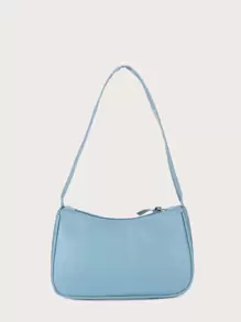 1pc Solid Color Pu Fabric Fashionable & Minimalist Bag For Daily Use - Blue - View 4