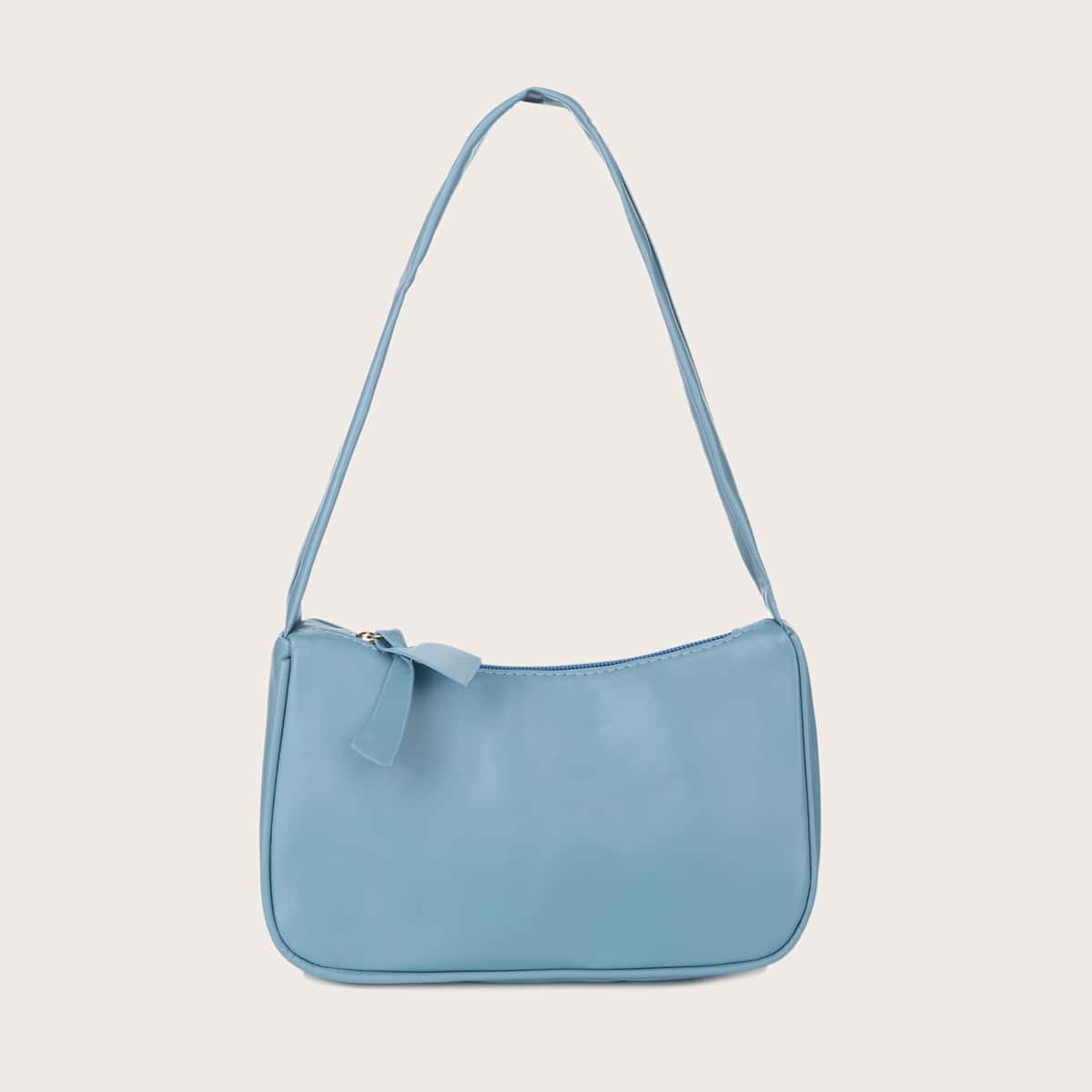 

Plain Zipper Shoulder Bag, Blue