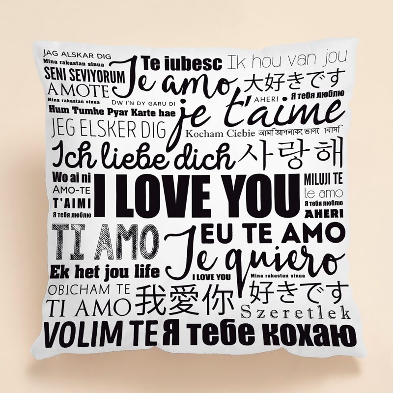 

Valentine's Day Letter Cushion Cover Without Filler, Black and white