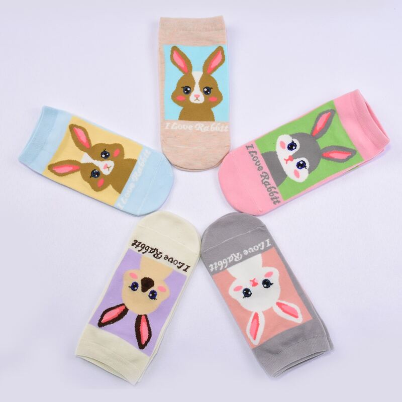 

5pairs Cartoon Rabbit Ankle Socks, Multicolor