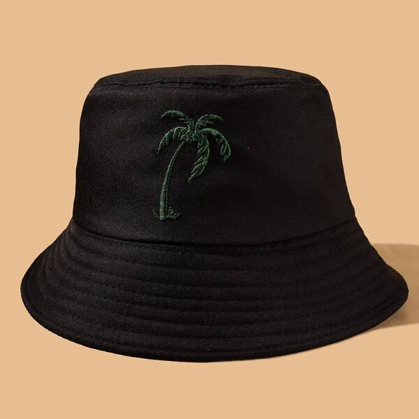 

Tree Embroidered Bucket Hat, Black