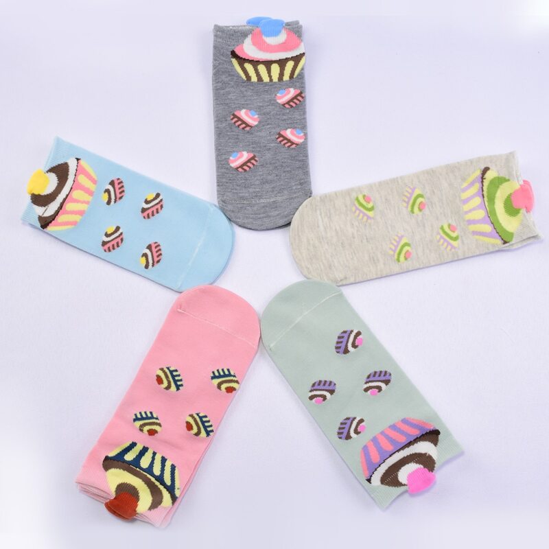 

5pairs Cake Pattern Ankle Socks, Multicolor