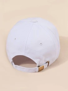 1入組中性簡約風皮革標籤Y2K風格時尚帽子適用於日常戶外穿戴 - 白色 - 查看 3