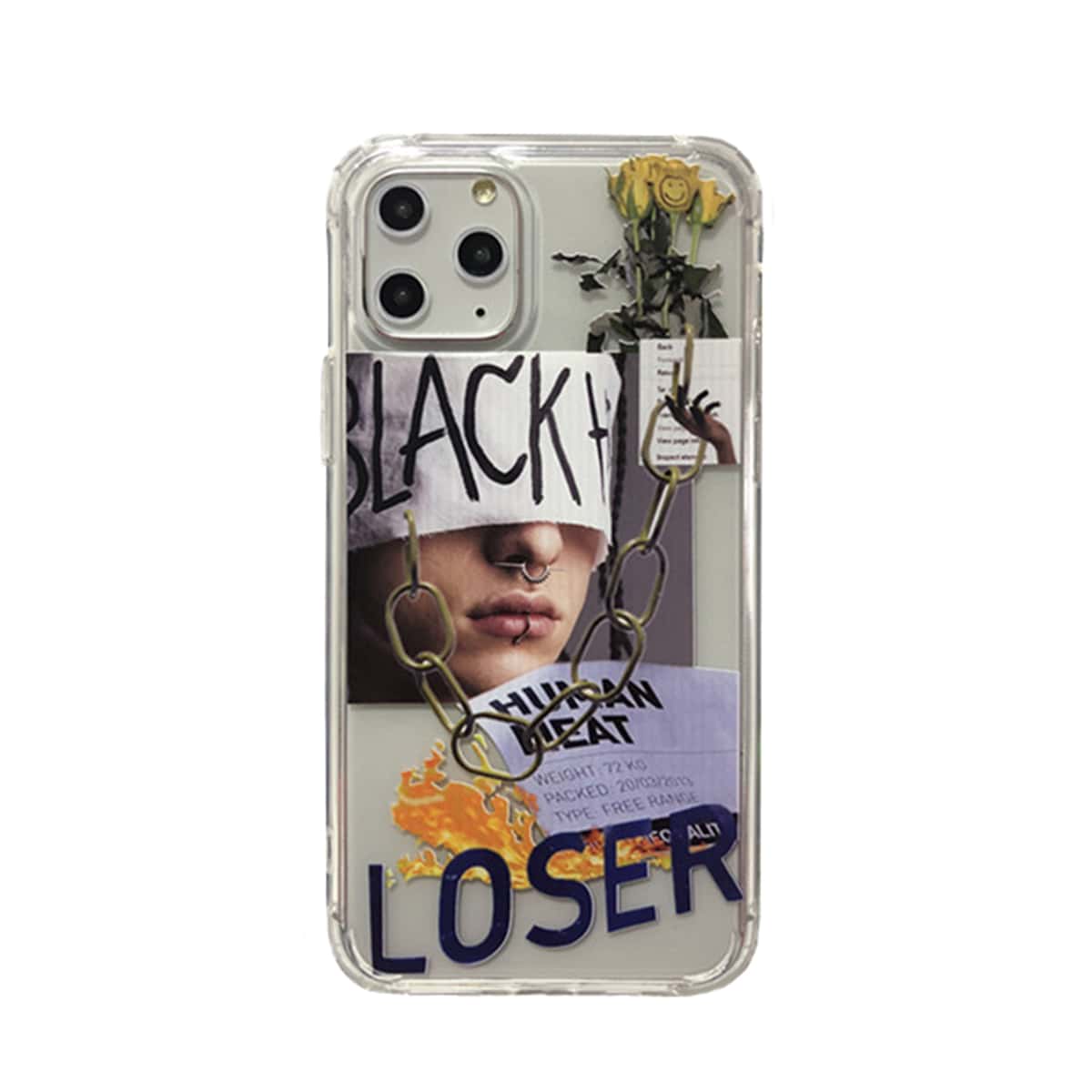 

Figure & Letter Print iPhone Case, Multicolor