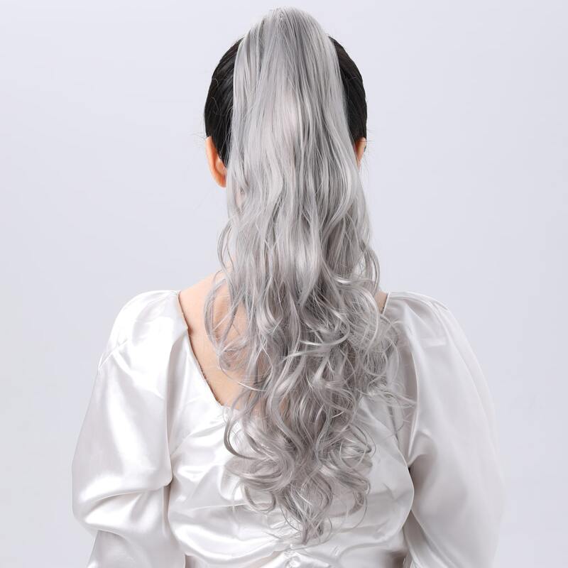 

Long Curly Ponytail Extension With Claw, Light grey