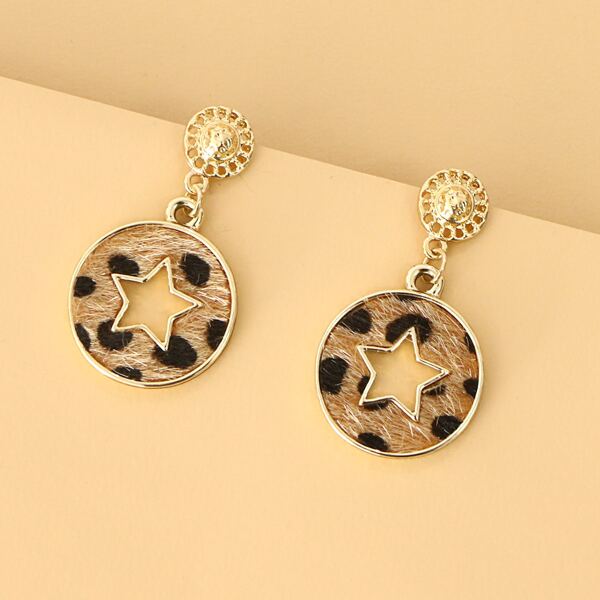 

Hollow Out Star Drop Earrings, Gold