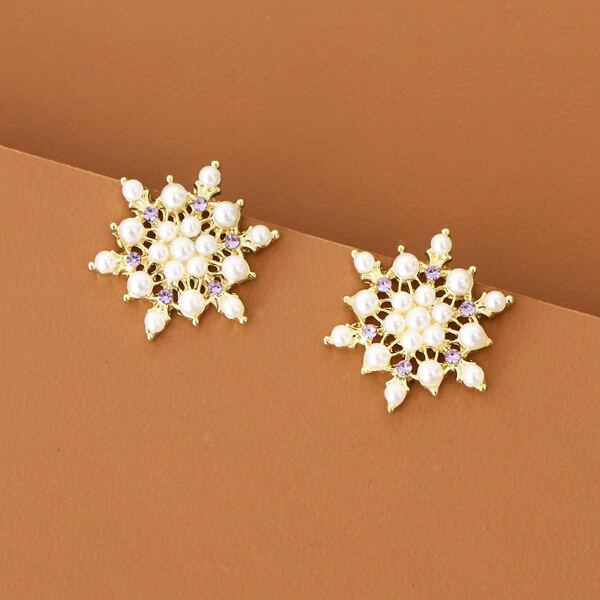 

Faux Pearl Decor Stud Earrings, Gold