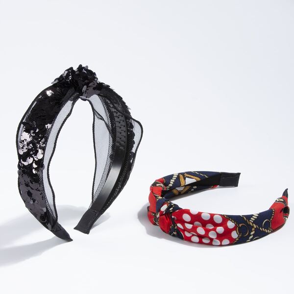 

2pcs Polka Dot Print Knot Design Hair Hoop, Multicolor