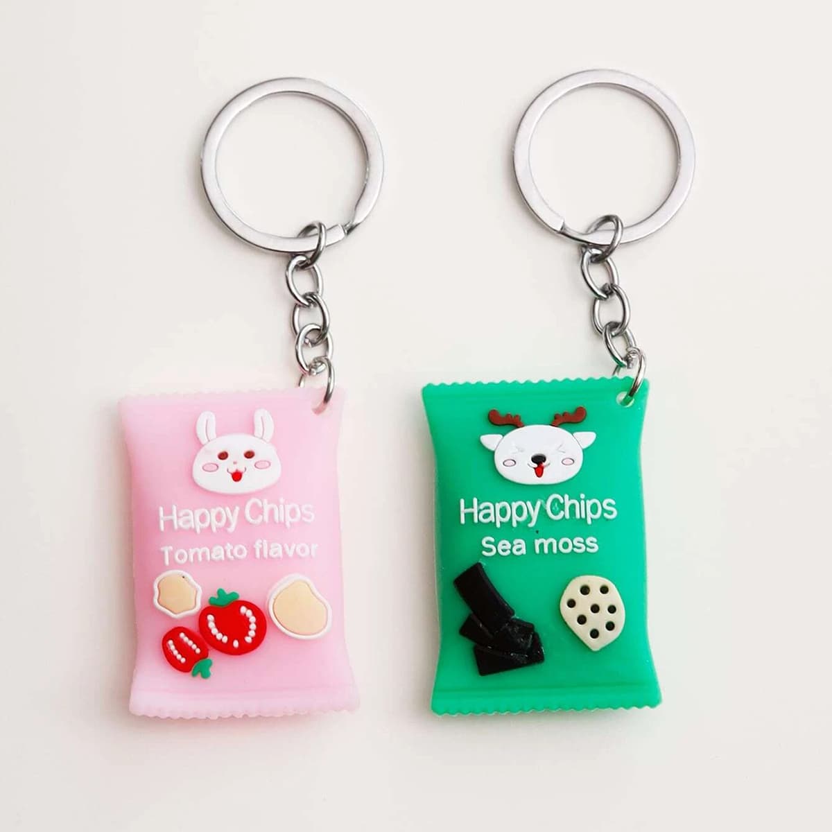 

2pcs Cartoon Snacks Keychain, Multicolor