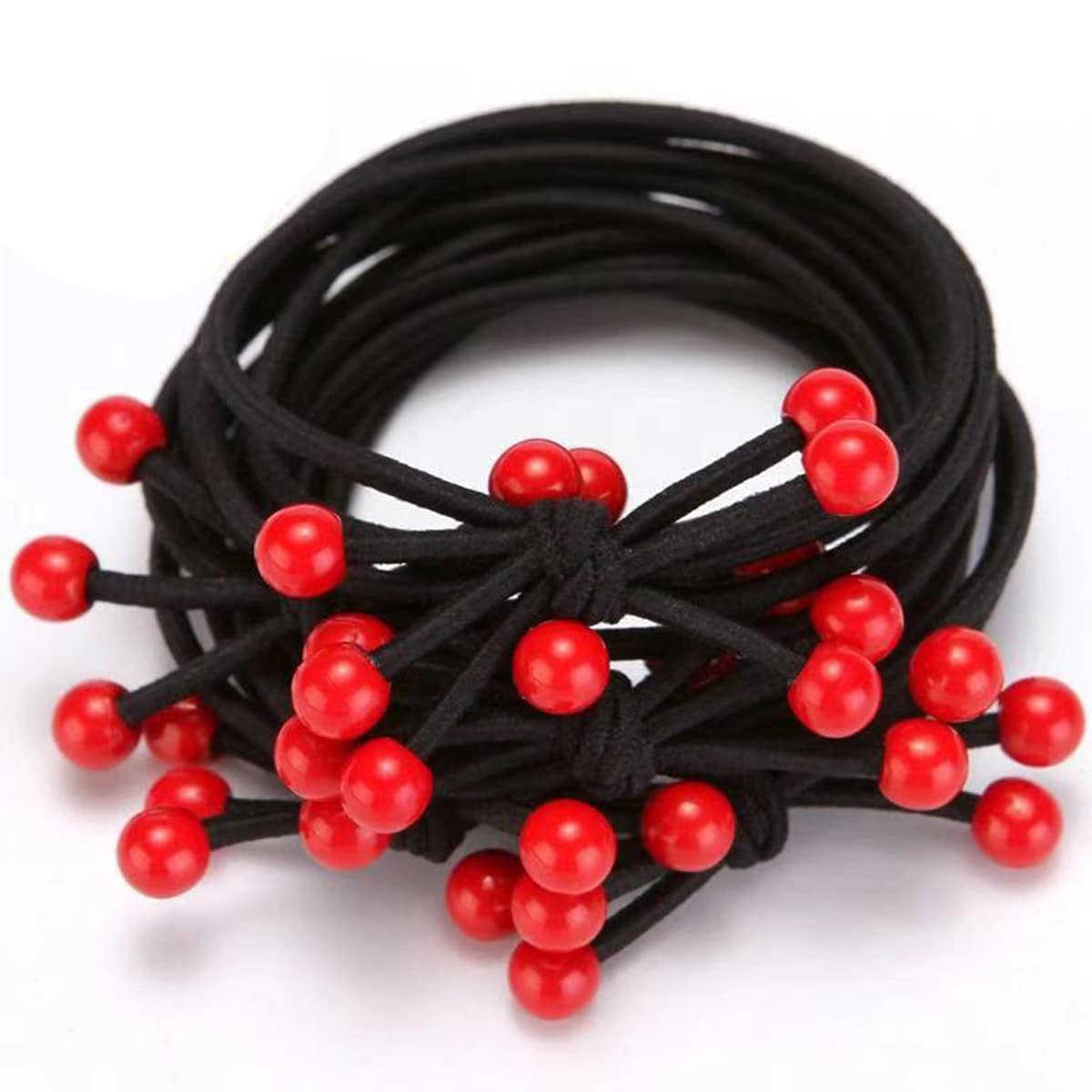 

12pcs Beaded Hair Tie, Multicolor