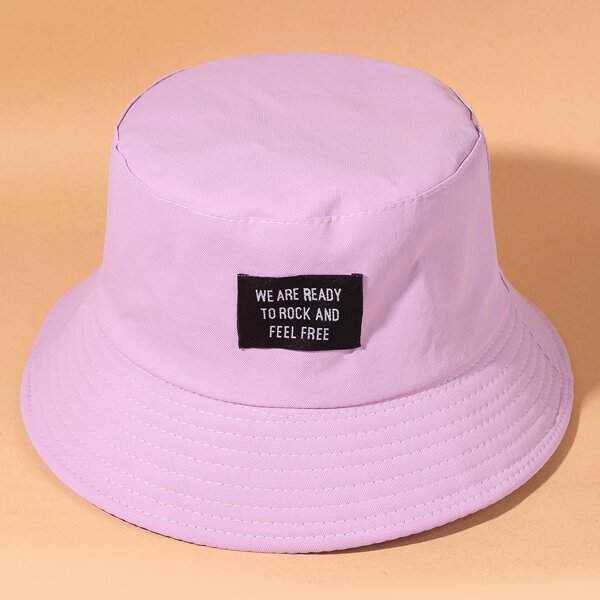 

Letter Label Decor Bucket Hat, Mauve purple