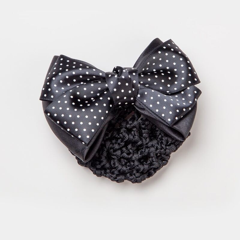 

Polka Dot Bow Hair Snood Net, Black