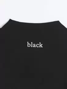 SHEIN LUNE 字母圖案短版T恤和織帶圈工裝褲子 - 彩色 - 查看 4