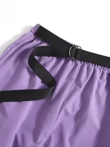 SHEIN LUNE 字母圖案短版T恤和織帶圈工裝褲子 - 彩色 - 查看 6