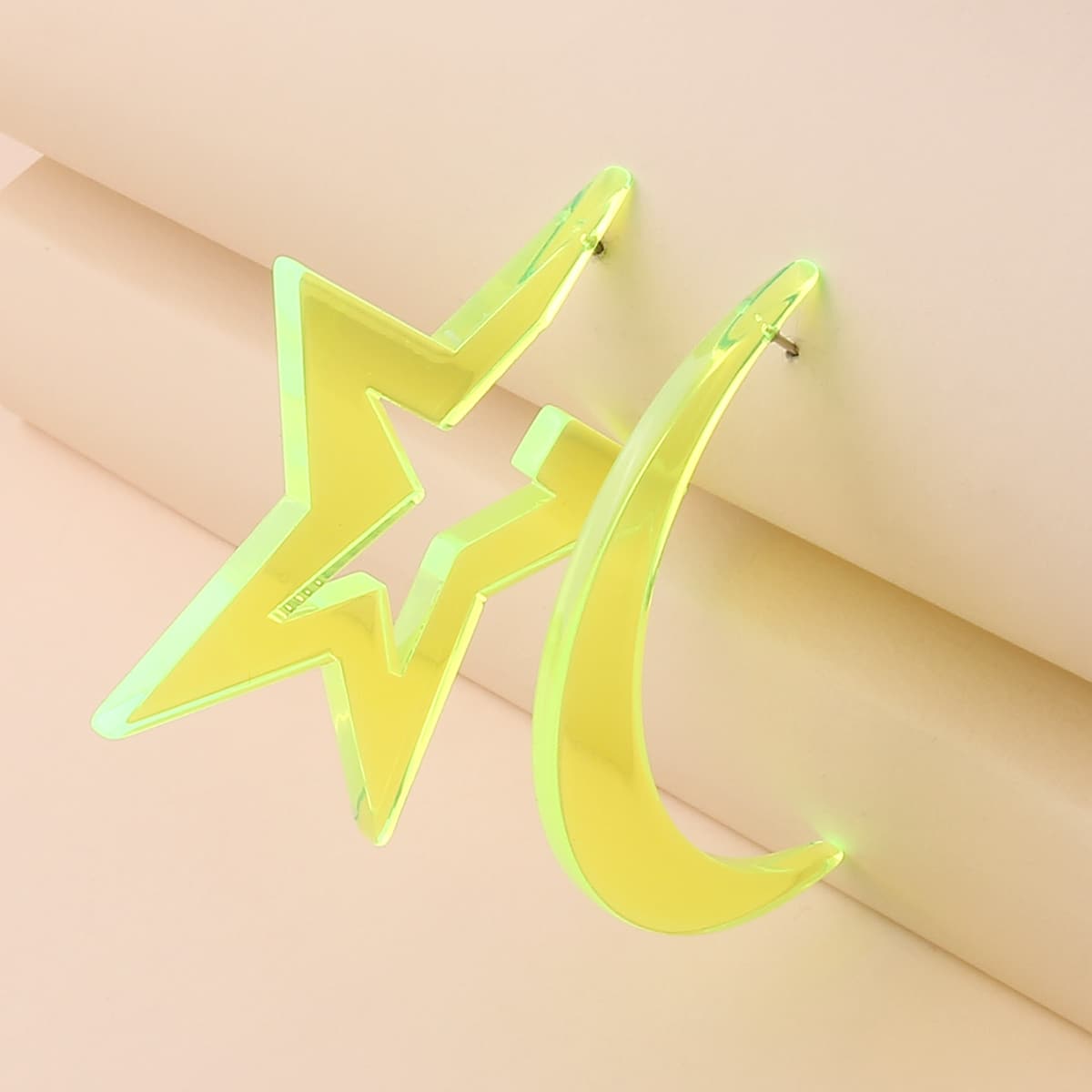 

Clear Moon & Star Hoop Earrings, Yellow