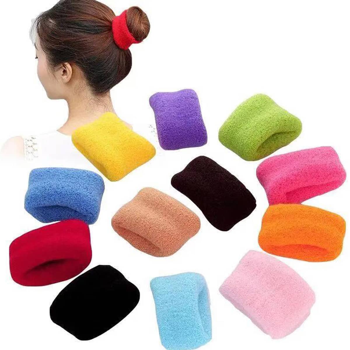 

12pcs Colorful Wide Hair Tie, Multicolor