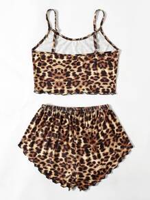 豹纹印花生菜边睡衣套装 / 睡衣套装 - 彩色 - 查看 2