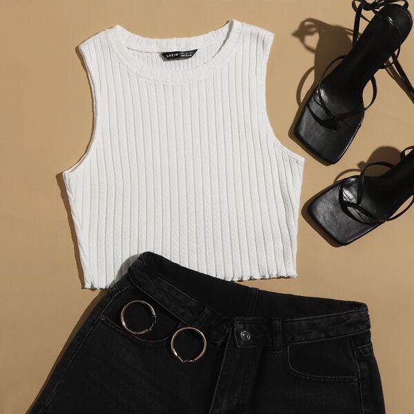 

Rib-knit Tank Top, White