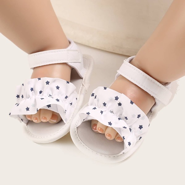 

Baby Girl Ruffle Decor Sandals, White