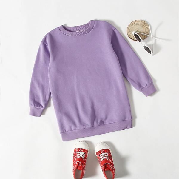 

Toddler Girls Drop Shoulder Solid Pullover, Lilac purple