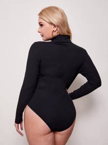 SHEIN Essnce Plus Turtle Neck Rib-knit Bodysuit