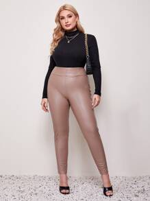 SHEIN Essnce Plus Turtle Neck Rib-knit Bodysuit