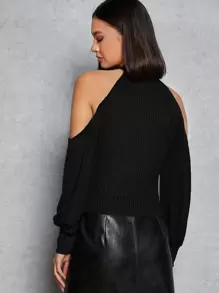 Firerie Áo thun Gân đan màu trơn Thanh lịch - màu đen - Xem 2