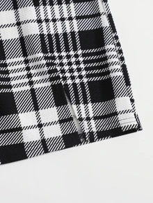 SHEIN Privé Crop Cami Top and Split Hem Skirt Set - Black and White - View 4