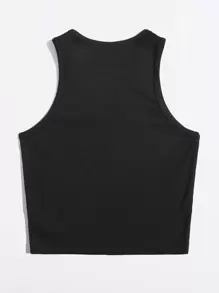 SHEIN EZwear Áo vest ngắn trơn - màu đen - Xem 3
