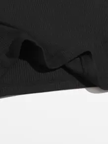 SHEIN EZwear Áo vest ngắn trơn - màu đen - Xem 5