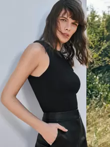 SHEIN Frenchy Seam Front Tank Top Summer Black Casual - Black - View 1