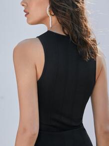 SHEIN Frenchy Seam Front Tank Top Summer Black Casual - Black - View 2