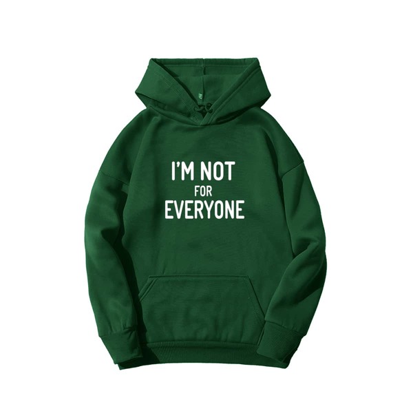 

Slogan Graphic Kangaroo Pocket Drop Shoulder Hoodie, Green