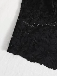 Áo ngực ren hoa dài, đồ lót - màu đen - Xem 4