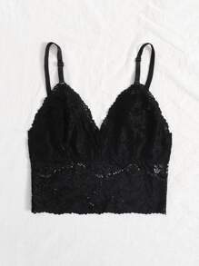 Áo ngực ren hoa dài, đồ lót - màu đen - Xem 5