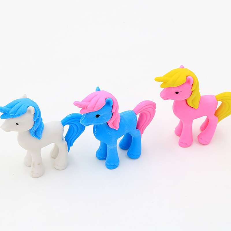 

3pcs Unicorn Shaped Random Eraser, Multicolor