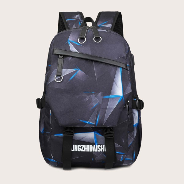

Men Letter Graphic Zip Front Backpack, Multicolor