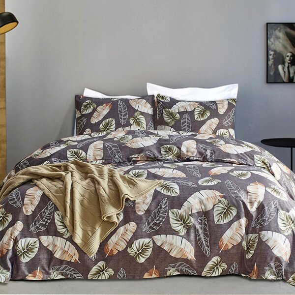 

Leaf Print Duvet Cover Set Without Filler, Multicolor