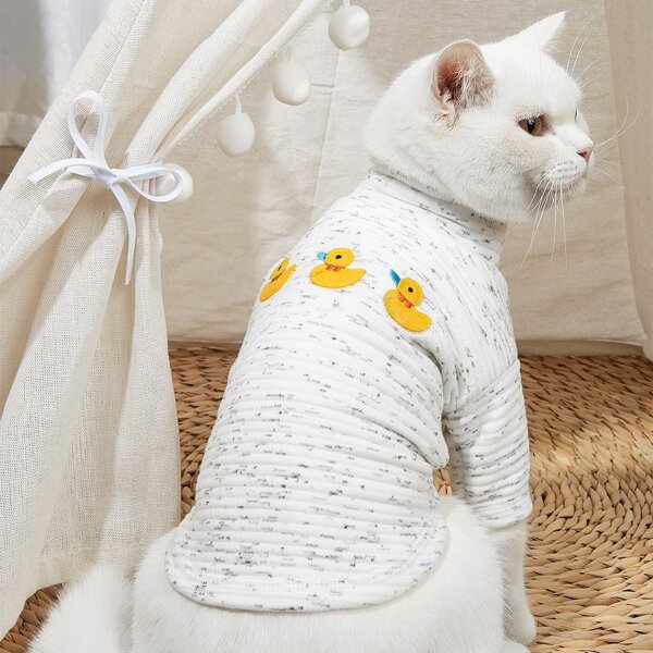 

Cartoon Duck Patched Pet Sweatshirt, Beige