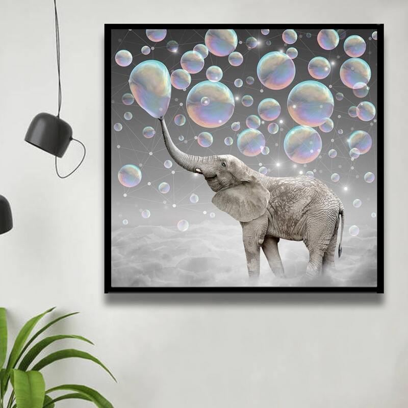 

Elephant Print DIY Diamond Painting Without Frame, Multicolor
