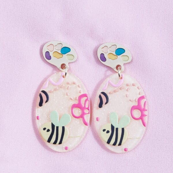 

Cartoon Design Geometric Drop Earrings, Multicolor