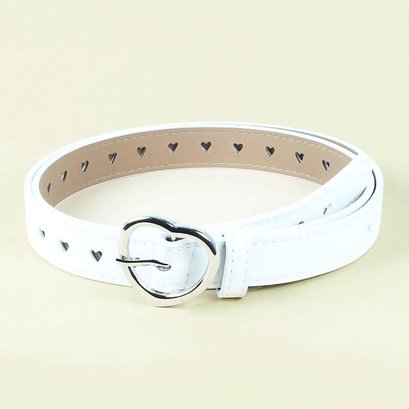 

Heart Buckle Belt, White