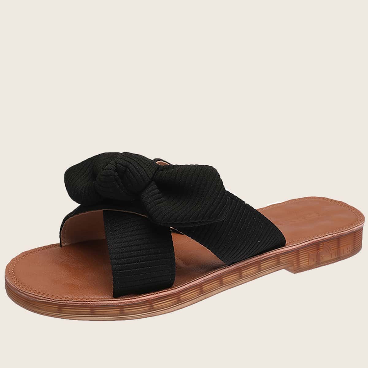 

Bow Decor Slippers, Black