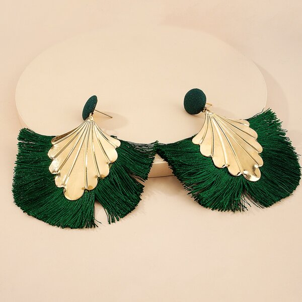

Tassel Charm Drop Earrings, Green