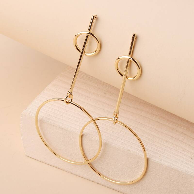 

Hoop & Bar Drop Earrings, Gold