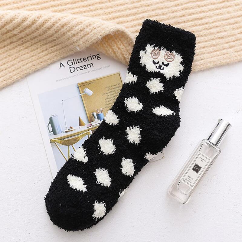 

Cartoon Cloud Fuzzy Socks, Black and white