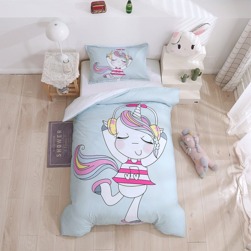

Kids Unicorn Print Duvet Cover Set Without Filler, Multicolor