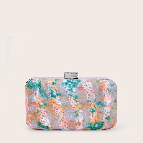 

Glitter Decor Chain Box Bag, Multicolor