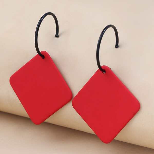 

Geometric Drop Earrings, Red
