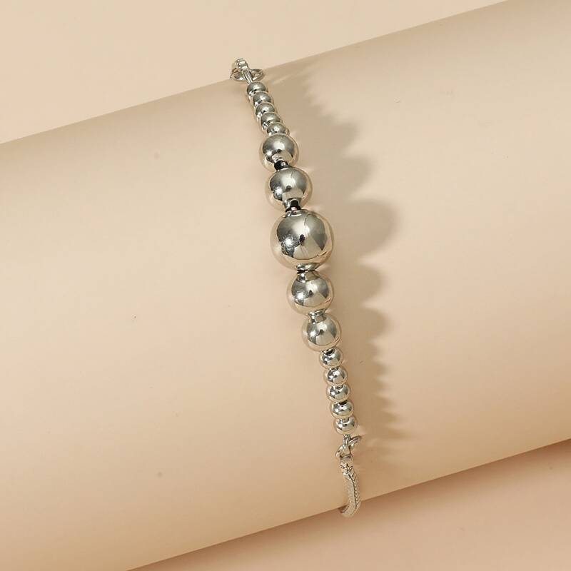 

1pc Beaded Bracelet, Silver